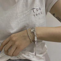 Bracelets porte-bonheur double couche hip-hop coréen Bijoux Dollar Bracelet à chaîne multi-niveaux