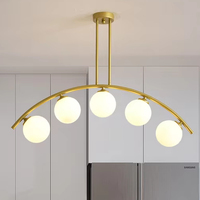 Lustre suspendu en verre G9 transparent doré, forme incurvée, multi-têtes, rond, décoratif, pour l'art et la décoration