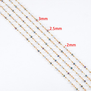 Xỉn màu miễn phí PVD 18K vàng thép không gỉ nhỏ kính hạt chuỗi đa màu sắc bóng trang sức chuỗi - Product Image 6