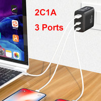 Pengisi Daya USB PD 3-Port GaN 65W Shenzhen Lvxiangyuan, Colokan EU US, Bersertifikasi UL CE FCC, Adaptor Cepat untuk Ponsel Laptop OTP