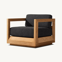 Ensemble de canapés modulaires d'extérieur en bois Hangkai avec coussins, canapés de jardin en teck en forme de L, meubles imperméables, canapé en teck