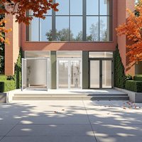 Porte tournante commerciale DEMEA | Conception certifiée de charge de vent pour les halls de bureau de grande hauteur Verre en aluminium de taille personnalisée étanche