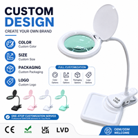Lampe Loupe à Fixation par Pince avec LED, Lumière de Bureau Intelligente, Col Flexible, Loupe pour Réparation, Soudure, Bijoux, Montres
