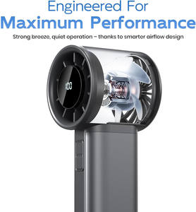 Ventilador de Mano Portátil Recargable por USB con Pantalla LED Digital Personalizada, 2000mAh, Mini Ventilador de Escritorio con Base para Mesa - Product Image 3