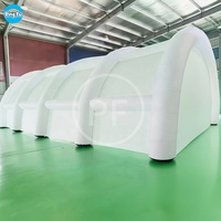 Tente de hall d'exposition gonflable commerciale géante, blanc, tunnel de couloir gonflable avec éclairage LED