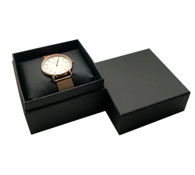 Hot selling cover and tray paper watch box with small pillow inserts made in dongguan