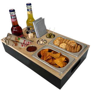 Tre sofa Dispenser với thép không gỉ Bát gỗ couch Snack Caddy khay và Dip Ly bộ đồ ăn với uống chủ sở hữu - Product Image 1