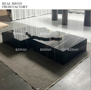 Nouveau design moderne table centrale navarra <span class=keywords><strong>sahara</strong></span> noir mobilier de salon de luxe table basse pour thé en marbre naturel noir - Product Image 6