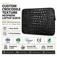 Sarung Laptop Tekstur Kulit Buaya Hitam Kustom, Tas Laptop Berbahan Neoprena Pelindung Komputer, Tas Laptop Motif Kulit Buaya