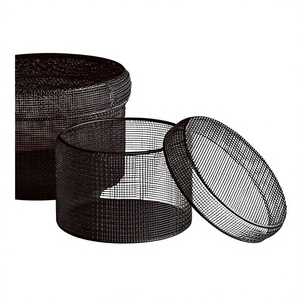 Hot Selling Black Color <b>Storage</b> Basket With Lid Fancy Design Excellent Quality Metal Wire Fruit <b>Storage</b> Basket - Product Image 1