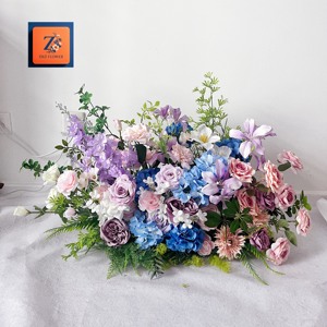 Arranjo Grande de Flores Artificiais Clássicas Coloridas para Centro de Mesa de Casamento, Feito à Mão, Duradouro, para Casamentos e Recepções - ZIKE - Product Image 5