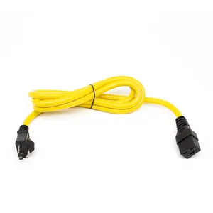 ETL NEMA 5-20p to IEC C19 kabel daya kuat 10FT, 3 * 12AWG 20 Amp 125V ekstensi kabel daya, kuning