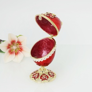 SHINNYGIFTS Quà Tặng Thiếc Làm Thủ Công Bằng Kim Loại Quà Tặng Ngày Valentine Hoàng Gia Lãng Mạn Hộp Đựng Trứng Faberge Thiết Kế Hình Hoa Hồng Tráng Men Kim Loại - Product Image 4