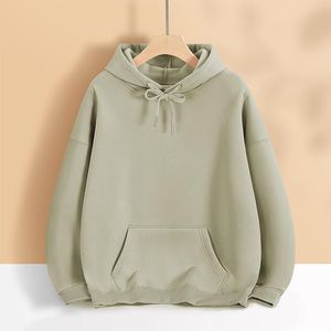 Sweat-shirt à capuche doublé polaire pour femme, en coton épais, à épaules tombantes, vêtement de travail, pour l'automne - Product Image 4