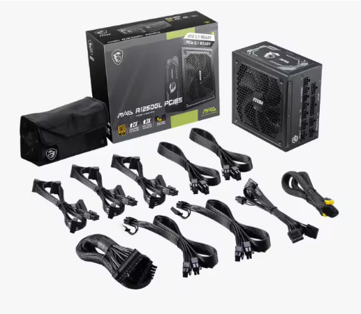 For MAG A1250GL PCIe5 1250W 80+ Gold ATX 3.1 PCIe 5.1 12VHPWR Full Modular Gaming Power Supply for Desktop in Stock