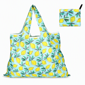 Sac de rangement pliable, sac fourre-tout à motif de dessin animé, sac de courses réutilisable, polyester 190T GRS léger, porte-clés, logo personnalisé, vente en gros - Product Image 1