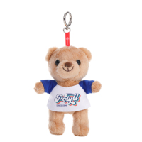 Porte-clés ours en peluche personnalisé avec logo imprimé, style T-shirt, breloque souple pour sac, design de dessin animé, porte-clés ours en peluche
