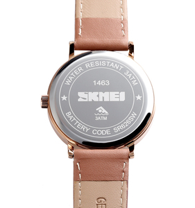 Skmei 1463 fashion simple design support <span class=keywords><strong>orologio</strong></span> <span class=keywords><strong>da</strong></span> donna al quarzo in pelle impermeabile con logo personalizzato - Product Image 5
