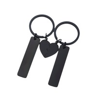 Valentijnsdag jubileum cadeau paar cadeau roestvrijstalen rechthoekig hart gepersonaliseerd laser UV-print logo naam sleutelhanger in bulk