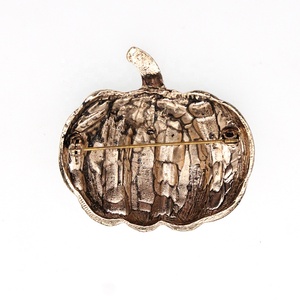 ファッションジュエリーハロウィンオレンジ/イエローエナメルパンプキンギフト服アクセサリーハロウィンラインストーンブローチ