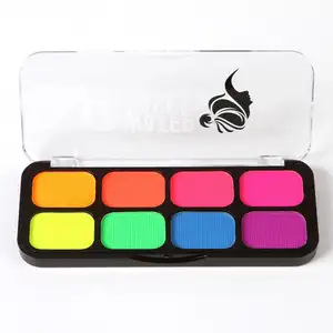 8 Kleur Zwart Licht Gloed Make-Up Kit Uv Neon Gezicht Schilderij Kit Professionele Voor Kinderen