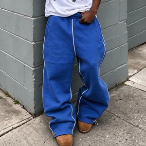 QIANSHI Streetwear <strong>Men's</strong> Casual Joggers <strong>Trousers</strong> Heavyweight 100% Cotton Track Pants Custom <strong>Baggy</strong> Flared Wide Leg Sweatpants <strong>Men</strong> - Product Image 3