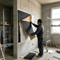 Barrière thermique insonorisante et ignifuge en polyester vierge de qualité supérieure, écologique, pour les cavités murales intérieures de chambres et bureaux