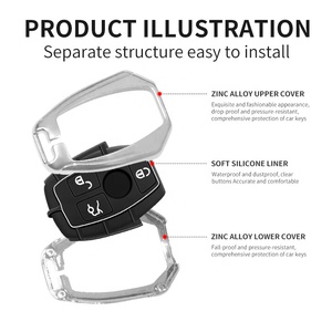 Cubierta de <span class=keywords><strong>llave</strong></span> de metal para <span class=keywords><strong>Mercedes</strong></span> Benz, cubierta de <span class=keywords><strong>llave</strong></span> de coche, <span class=keywords><strong>precio</strong></span> de aleación de zinc, cubierta de <span class=keywords><strong>llave</strong></span> remota de coche, promocional - Product Image 5