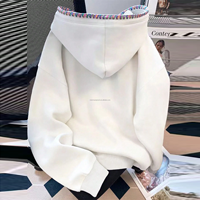 Sweat-shirt à capuche personnalisé pour femme avec broderie florale, bordure colorée, épaules tombantes, patchwork à carreaux, pull décontracté