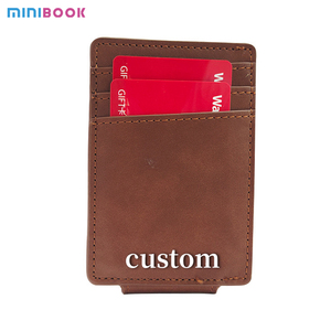 แนะนำ minibook กระเป๋าสตางค์แบบบางแบบพกพาแนวธุรกิจ/สไตล์วินเทจหนังแท้พร้อมคลิปหนีบเงินแม่เหล็กแบบเปิดปิด - Product Image 1