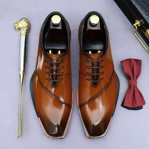 Italian Square-toe Men's Formal Shoes Luxury Brand Handcrafted Embroidered Lace-up Autumn Business Party and Social Shoes - Product Image 6