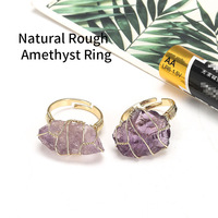 JD Wholesale Bagues pour femmes en pierre naturelle irrégulière, serties en barre, bijoux en pierre brute de fluorite, mode, pour mariage, CNAS