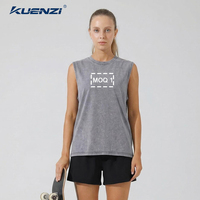 Kuenzi - Camiseta sin mangas para mujer, 100% algodón, 240GSM, de alto gramaje, lisa, con logotipo personalizado, estilo vintage lavado y desgastado, para streetwear, venta al por mayor