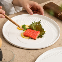 Assiette à dîner en céramique de style nordique minimaliste - Résistante au micro-ondes, durable, style restaurant, assiette à steak avec soucoupe pour la maison et l'hôtellerie