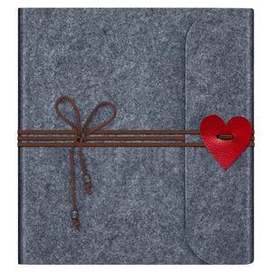 Album di Album di Album di foto di feltro grigio scuro multifunzionale con raccoglitore ad anelli ricaricabile e pagine nere vuote - Product Image 1