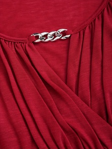 Camicette da <span class=keywords><strong>Donna</strong></span> Taglie Forti con Maniche a Campana e Cintura Decorativa <span class=keywords><strong>Rossa</strong></span>, Top Eleganti Personalizzabili - Product Image 5