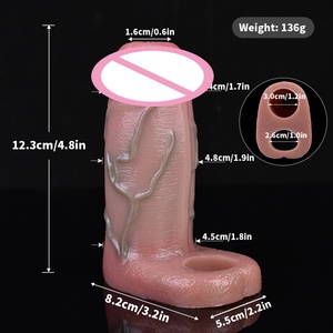 FAAK Silicone Sheath Penis Sleeve Cock Attachment Hollow <b>Dildo</b> for Couples Sex Pleasure Penis Sleeve Realistic Sex Toys for Men - Product Image 2
