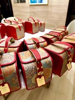 Boîte cadeau en papier brodé jacquard personnalisée, étui de rangement portable, boîte d'emballage cadeau pour souvenirs de mariage, cadeaux de fête