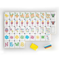 Mahjong américain de luxe en acrylique jaune à 2 couches, 160 tuiles, durable, thème Pâques (Poussin, Carotte, Œuf à couver, Lapin), pour fêtes entre amis, vente en gros