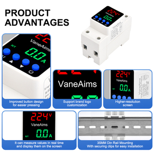 Однофазное многофункциональное устройство защиты с LED-дисплеем, защита от перенапряжения, 2P, измерение тока/электричества/кВт·ч, 63А/80А, ODM - Product Image 2