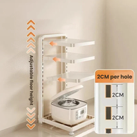 Étagère à casseroles réglable en acier au carbone, organisateur de batterie de cuisine, étagère de rangement multi-niveaux, plateau amovible, support à casseroles pour armoire