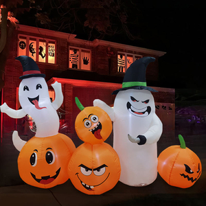 1.8M <b>Halloween</b> <b>Inflatable</b> Pirate Pumpkin & Spooky White Ghost with LED Lights Outdoor Yard Decor Ornament - Product Image 3