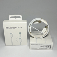 HYTO - Cable USB-C a C y L 2 en 1 de Carga Rápida con Trenzado de Nailon, Cable de Transferencia de Datos Tipo C PD de 60 W para Android Samsung