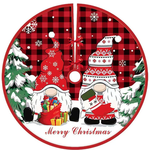 Gonna per Albero di Natale a Quadri Buffalo con Stampa Gnomo <span class=keywords><strong>Grinch</strong></span>, Decorazione Natalizia per Caminetto - Product Image 3