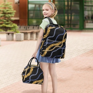 2 in 1 Hawaiian Black Puakenikeni Lei Flower Custom Design <b>Kids</b> <b>Backpack</b> Girls Children's School Bag Set with Lunch Box - Product Image 6