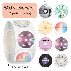 500 cái/cuộn tại chỗ đĩa nhỏ gọn (<span class=keywords><strong>CD</strong></span>) tùy chỉnh dán chết vinyl phim hoạt hình sticker Washi Băng Giấy bao bì nhãn - Product Image 2