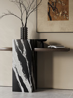 Console d'entrée Geju, table murale minimaliste, buffet de style italien, mobilier de maison haut de gamme, luxe léger, plateau en pierre noire