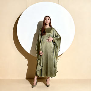 Robe Abaya décontractée en polyester uni, nouvelle conception, pour femmes musulmanes, vente en gros depuis la Chine - Product Image 2