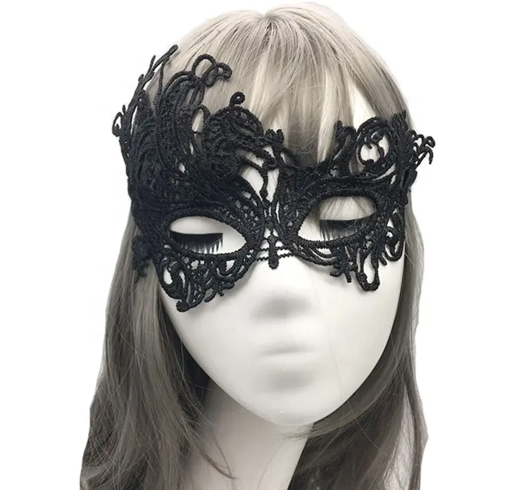 Недорогой маскарадный Венецианский маскарадный костюм на Хэллоуин, украшение для выпускного вечера, женская сексуальная плоская мягкая маска, Черная кружевная маска