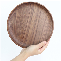 Finitions fines Assiette ronde en bois faite à la main Assiettes en bois dur massif Ensemble de service Cadeaux de cuisine à domicile